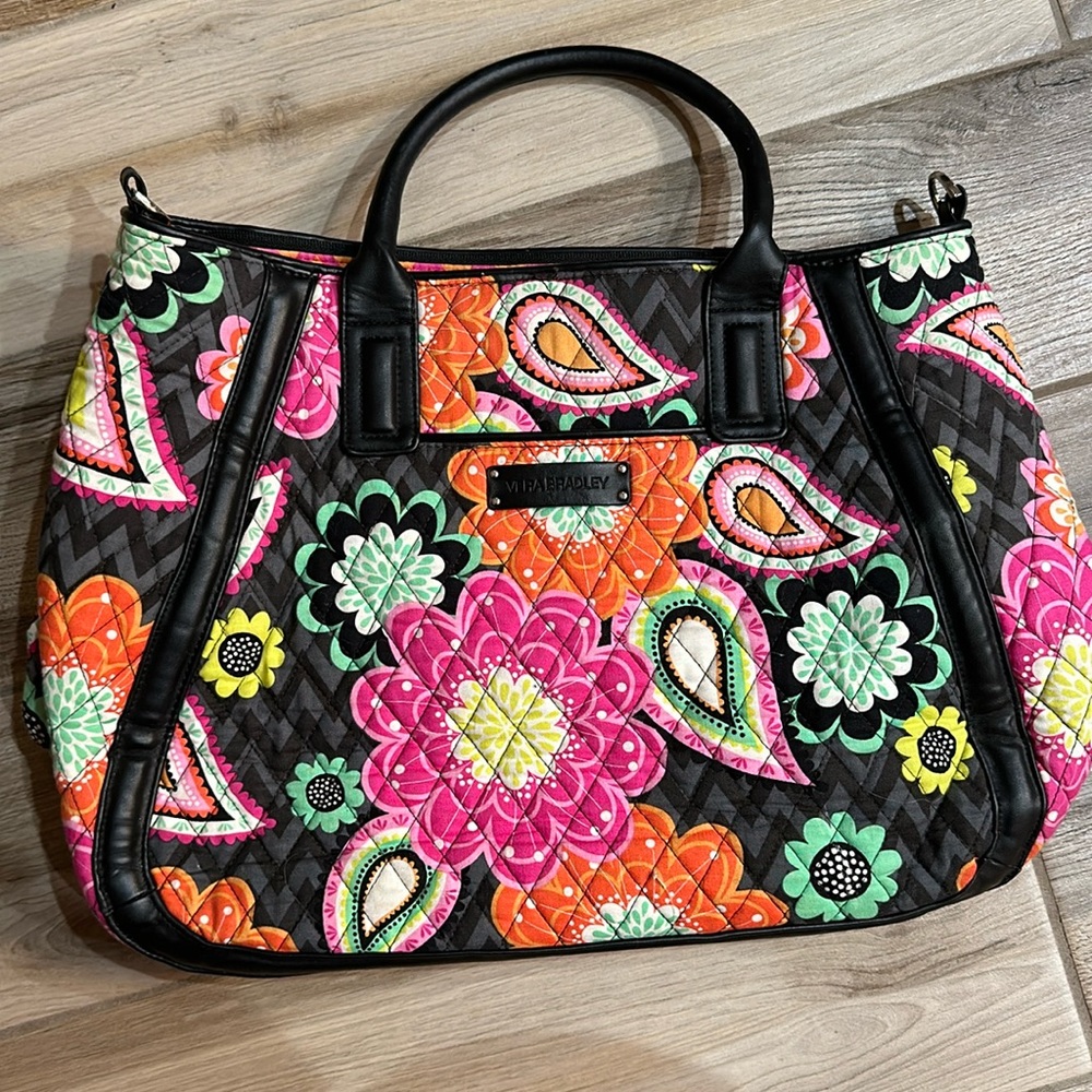 Vera Bradley tote with faux leather trim